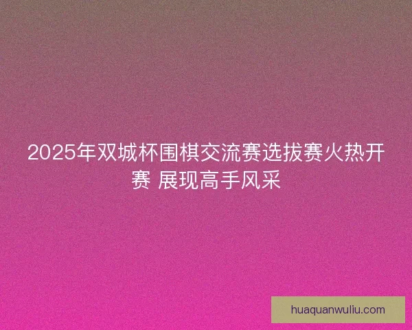 2025年双城杯围棋交流赛选拔赛火热开赛 展现高手风采