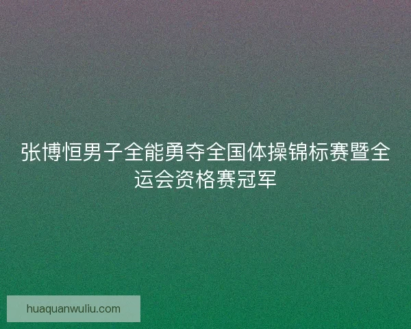 张博恒男子全能勇夺全国体操锦标赛暨全运会资格赛冠军 张博恒男子全能勇夺全国体操锦标赛暨全运会资格赛冠军